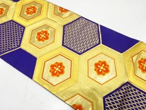 アンティーク　花亀甲に古典柄織り出し袋帯（着用可）